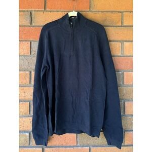 Ted Baker Knit Sweater 1/4 Zip Golf Pullover Preppy | Navy | Mens Size 5 - XL
